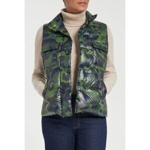 Anatomie Womens Printed Fallon Vest Puffer Knit Back Camo Print Wool Blend S